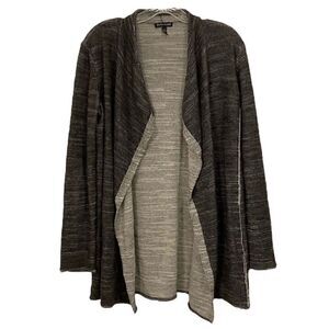 Eileen Fisher Organic Cotton Charcoal Open Front Cardigan | Size Extra Small